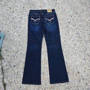 👖Baby Phat Y2K 2000's Dark Blue Distressed Embroidered Rhinestones Jeans 😻